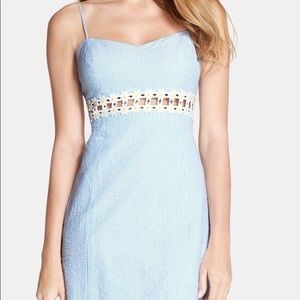 Sheena Ariel Blue Seersucker Dress Daisy Cutout